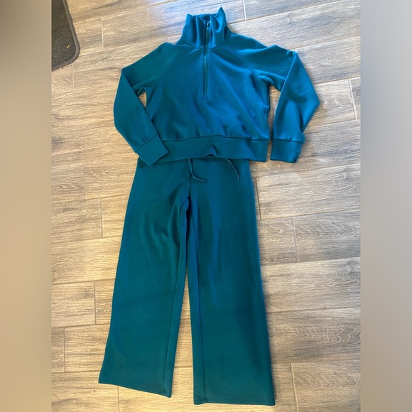 Teal Women's Jumpsuit Pretty Garden Two Piece Set Small - Picture 2 of 5